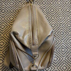 Rebecca Minkoff Julian Leather Studded backpack - taupe and gold